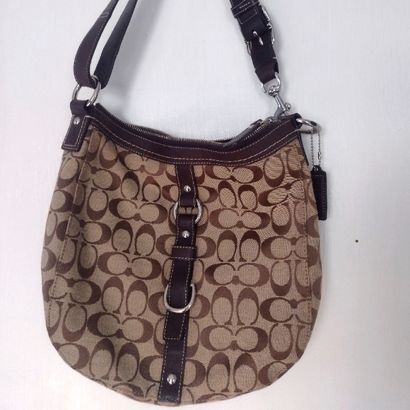 Coach Chelsea Signature Brown Canvas Shoulder Tote Bag Purse - Picture 4 of 12